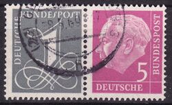 1093 - 1958  Freimarken: Ziffernzeichnung und Theodor Heuss als Zusammendruck