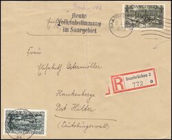 1935  Mischfrankatur auf Einschreibebrief