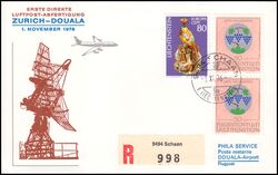 1976  Erste Direkte Luftpost-Abfertigung Zrich - Douala ab Liechtenstein